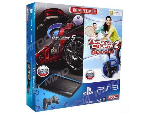 Фото №1 - Sony Playstation 3 SUPER SLIM 500 Gb + Move Starter Pack + Игра Gran Turismo 5
