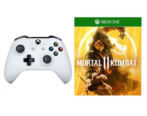 Фото №1 - Microsoft Xbox One S White Wireless Controller + Mortal Kombat 11 Xbox One русская версия
