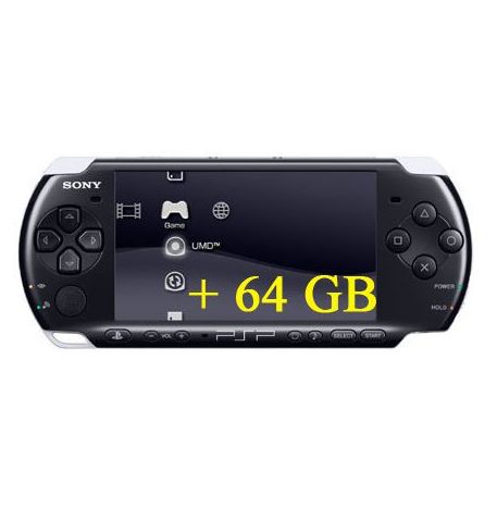 Sony PSP Bright + Карта памяти на 64 GB + мягкий чехол + пленка + кабель для ПК + лицензионные игры