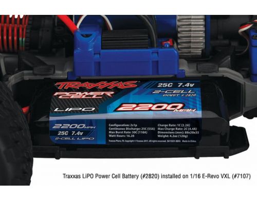 Фото №6 - Автомобиль Traxxas E-Revo VXL Brushless Monster 1:16 RTR 328 мм 4WD 2,4 ГГц (71074-1 Blue)