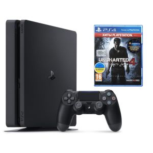 Приставка Sony PlayStation 4 SLIM 500gb + Игра Uncharted 4 (Гарантия 18 месяцев)
