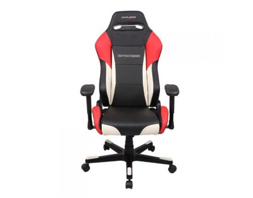 Фото №1 - Кресло для геймеров DXRACER DRIFTING OH/DM61/NWR (чёрное/белые-красные вставки)PU кожа, метал основа