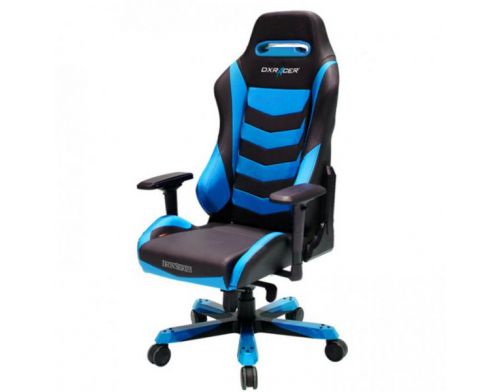 Фото №2 - Кресло для геймеров DXRACER IRON OH/IS166/NB (чёрное/голубые вставки) PU кожа, Al основание