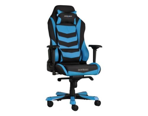 Фото №3 - Кресло для геймеров DXRACER IRON OH/IS166/NB (чёрное/голубые вставки) PU кожа, Al основание