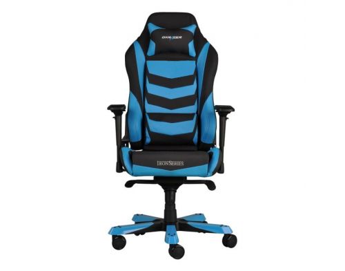 Фото №1 - Кресло для геймеров DXRACER IRON OH/IS166/NB (чёрное/голубые вставки) PU кожа, Al основание