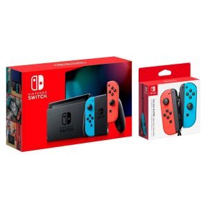 Nintendo Switch Neon blue/red - Обновлённая версия + Дополнительный набор Joy-Con (Гарантия 18 месяцев)