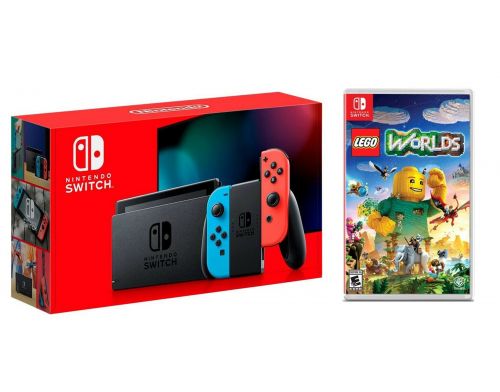 Фото №1 - Nintendo Switch Neon blue/red - Обновлённая версия + Игра Lego Worlds (Гарантия 18 месяцев)