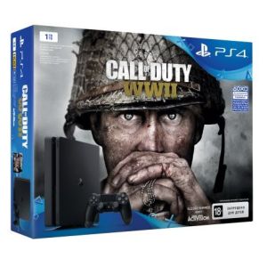 Sony PlayStation 4 SLIM 1 Tb + Игра Call of Duty WW2  (Официальная версия, CUH-2108B) (Гарантия 18 месяцев)