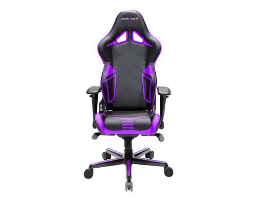 Фото №2 - Кресло для геймеров DXRACER RACING OH/RV131/NV (чёрное/фиолетовые вставки) PU кожа, Al основа
