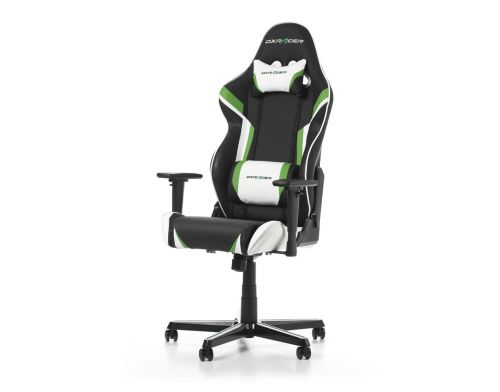 Фото №1 - Кресло для геймеров DXRACER RACING OH/RZ288/NEW(черное/зеленые и белые вставки) PU кожа, AL основа