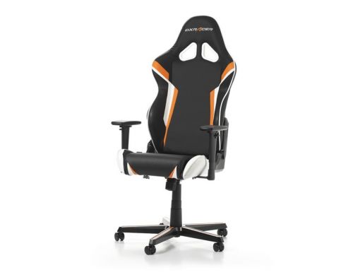 Фото №1 - Кресло для геймеров DXRACER RACING OH/RZ288/NOW(черное/оранжевые и белые вставки) PU кожа, AL основа