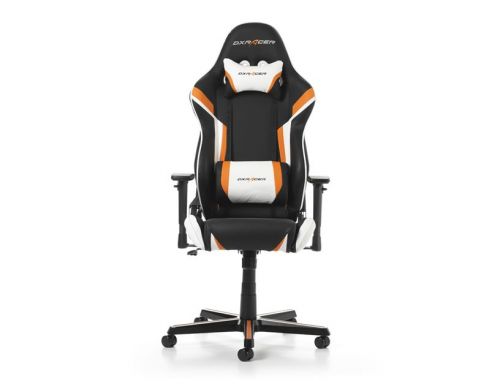 Фото №2 - Кресло для геймеров DXRACER RACING OH/RZ288/NOW(черное/оранжевые и белые вставки) PU кожа, AL основа