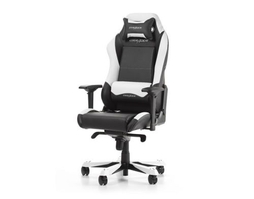 Фото №1 - Кресло для геймеров DXRACER IRON OH/IS11/NW (чёрное/белые вставки) PU кожа, Al основание