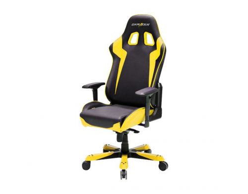 Фото №1 - Кресло для геймеров DXRACER KING OH/KS00/NY (чёрное/желтые вставки) PU кожа, Al основа