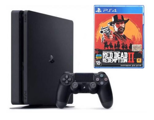 Фото №1 - Приставка Sony PlayStation 4 SLIM 500gb + Red Dead Redemption 2 (Гарантия 18 месяцев)