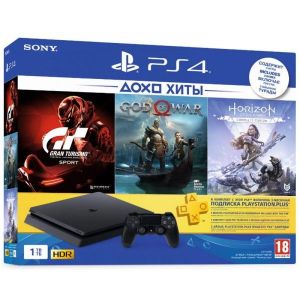 Sony PlayStation 4 SLIM 1 Tb + 3 игры + подписка PS Plus (CUH-2208B) (Гарантия 18 месяцев)
