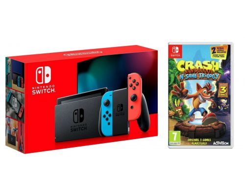 Фото №1 - Nintendo Switch Neon blue/red - Обновлённая версия + Игра Crash Bandicoot N. Sane Trilogy (Гарантия 18 месяцев)