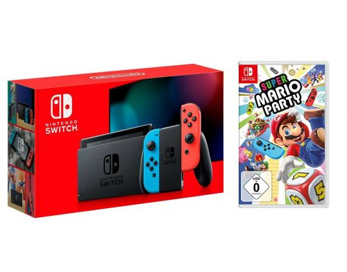 Фото №1 - Nintendo Switch Neon blue/red - Обновлённая версия + Super Mario Party + чехол (Гарантия 18 месяцев)