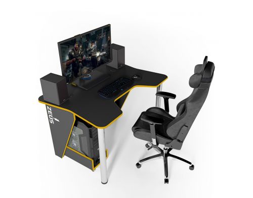 Фото №1 - Геймерский игровой стол ZEUS™ IGROK-3, черный/желтый