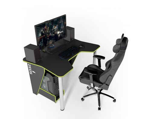 Фото №1 - Геймерский игровой стол ZEUS™ IGROK-3, черный/зеленый