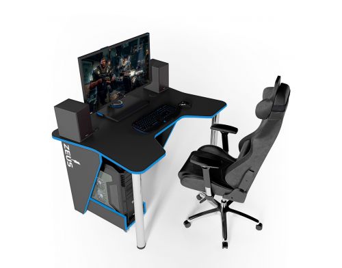 Фото №1 - Геймерский игровой стол ZEUS™ IGROK-3, черный/синий