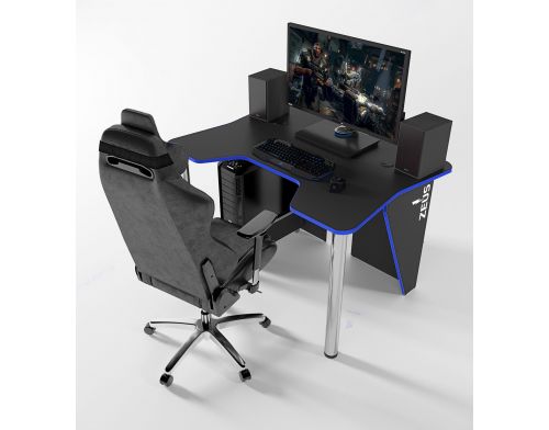 Фото №2 - Геймерский игровой стол ZEUS™ IGROK-3, черный/синий