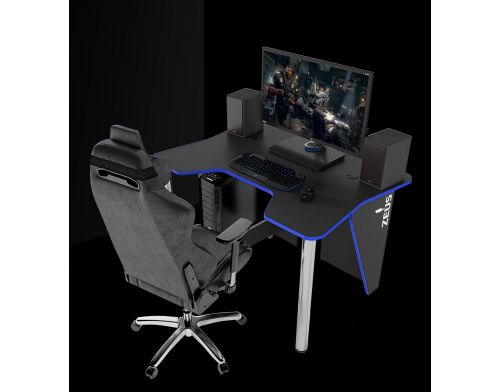 Фото №4 - Геймерский игровой стол ZEUS™ IGROK-3, черный/синий