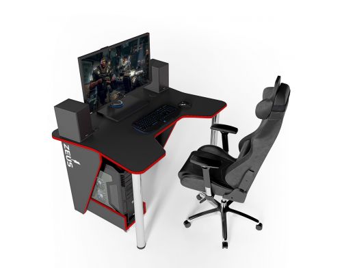 Фото №1 - Геймерский игровой стол ZEUS™ IGROK-3, черный/красный