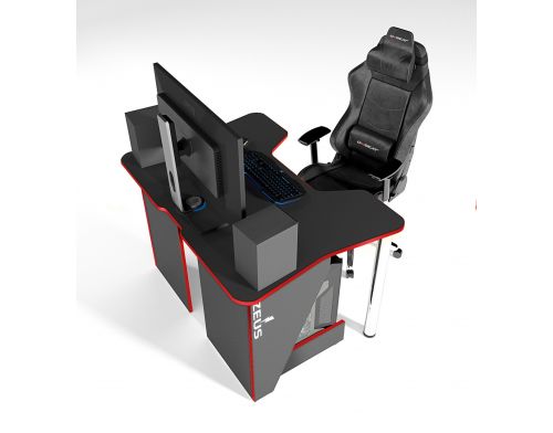Фото №2 - Геймерский игровой стол ZEUS™ IGROK-3, черный/красный