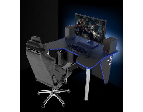 Фото №7 - Игровой стол ZEUS™ IGROK-3L, черный/синий с LED подсветкой