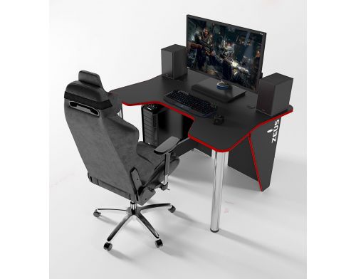 Фото №2 - Игровой стол ZEUS™ IGROK-3L, черный/красный с LED подсветкой