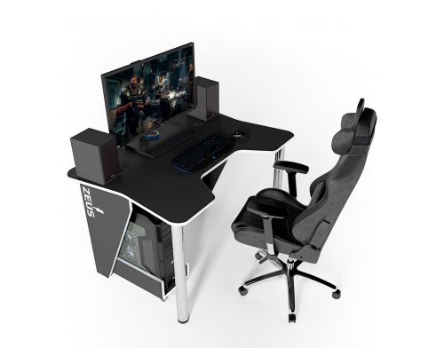 Фото №1 - Игровой стол ZEUS™ IGROK-3L, черный/белый с LED подсветкой