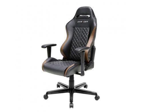 Фото №1 - Кресло для геймеров DXRACER DRIFTING OH/DH73/NC (чёрное/коричневые вставки) PU кожа, Al основани е