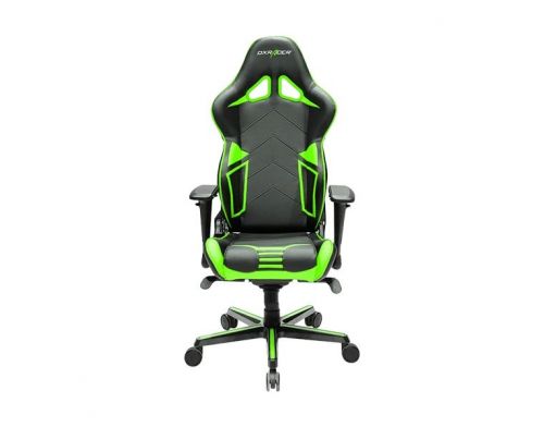 Фото №1 - Кресло для геймеров DXRACER RACING OH/RV131/NE (чёрное/зеленые вставки) PU кожа, Al основа