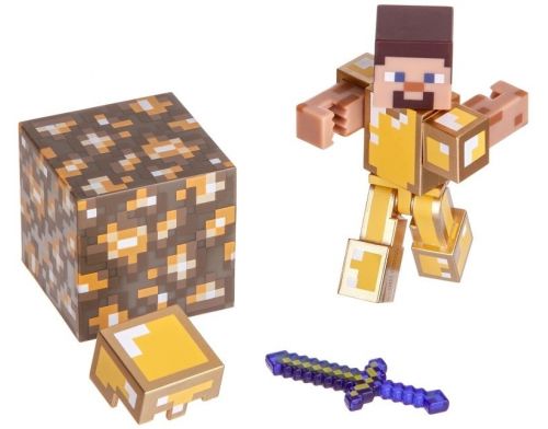 Фото №2 - Игровая фигурка Minecraft Steve in Gold Armor серия 3