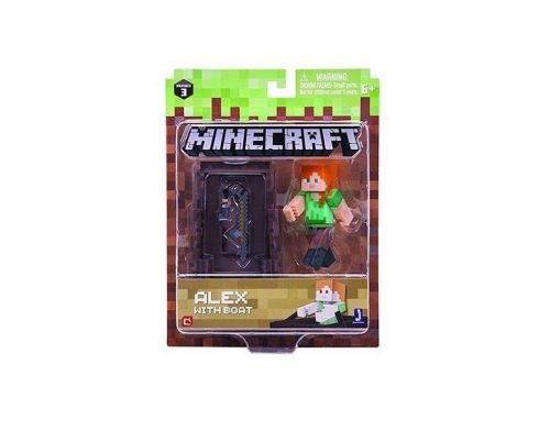 Фото №4 - Игровая фигурка Minecraft Alex with Boat серия 3