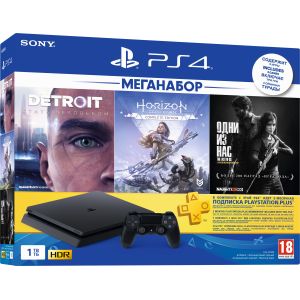 Sony PlayStation 4 SLIM 1 Tb + 3 игры + подписка PS Plus (CUH-2208B)