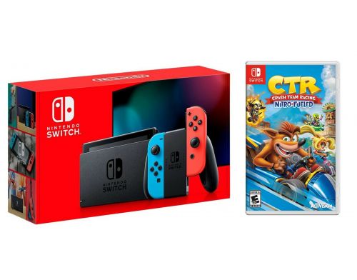 Фото №1 - Nintendo Switch Neon blue/red - Обновлённая версия + Crash Team Racing Nitro-Fueled для Nintendo Switch