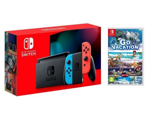 Фото №1 - Nintendo Switch Neon blue/red - Обновлённая версия + Go Vacation для Nintendo Switch