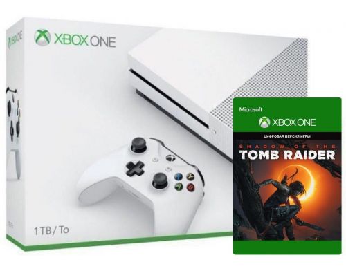 Фото №1 - Xbox ONE S 1TB + ваучер на загрузку игры Shadow of the Tomb Raider (Гарантия 18 месяцев)