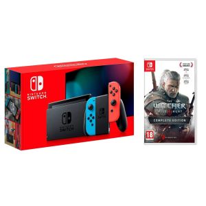 Портативна ігрова консоль Nintendo Switch Neon blue/red - Оновлена версія + The Witcher 3: Wild Hunt - Complete Edition