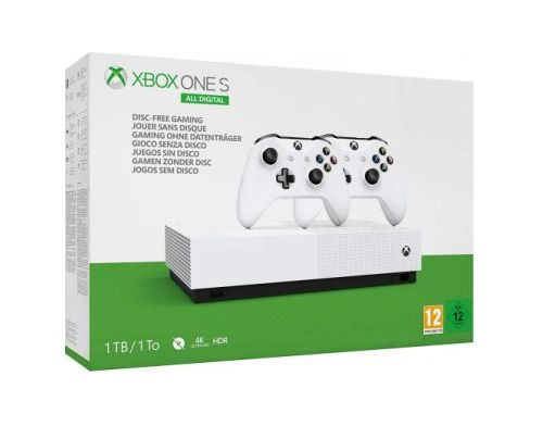 Фото №1 - Microsoft Xbox One S 1Tb White All-Digital Edition + Доп. джойстик (Гарантия 18 месяцев)