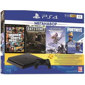 Sony PlayStation 4 SLIM 1 Tb 3 игры (GTA 5, Days Gone, Horizon Zero Dawn) + 3-месячная подписка PSPlus (Гарантия 18 месяцев)