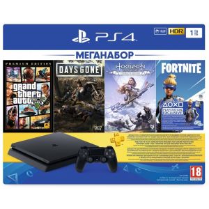 Sony PlayStation 4 SLIM 1 Tb 3 игры (GTA 5, Days Gone, Horizon Zero Dawn) + 3-месячная подписка PSPlus (Гарантия 18 месяцев)