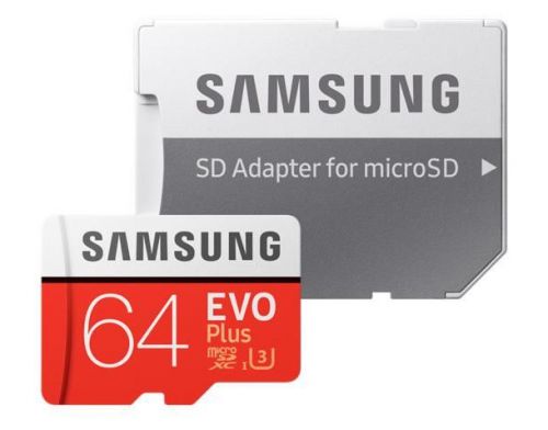 Фото №1 - Карта памяти Samsung EVO Plus microSDXC UHS-I 64GB сlass10 +SD адаптер