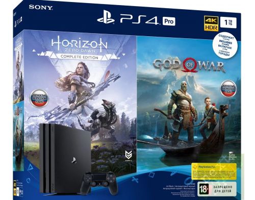 Фото №1 - Sony Playstation 4 PRO 1Tb + God of War 4 + Horizon Zero Dawn. Complete Edition (русские версии)