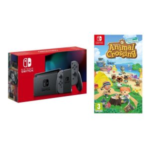 Nintendo Switch Gray - Обновлённая версия (Гарантия 18 месяцев) + Animal Crossing: New Horizons