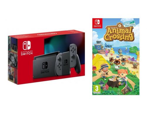 Фото №1 - Nintendo Switch Gray - Обновлённая версия (Гарантия 18 месяцев) + Animal Crossing: New Horizons