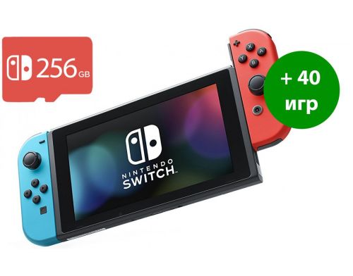 Фото №1 - Nintendo Switch v2 (Red/Blue) Модицифированная + Micro SD 256Gb + 40 Игр В Комплекте