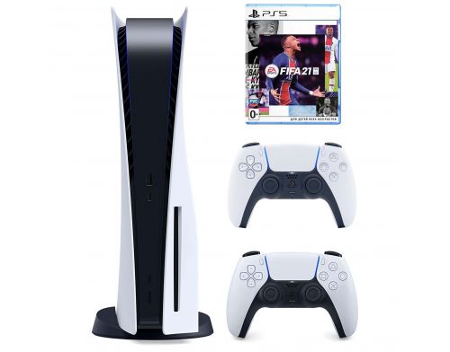 Фото №1 - Sony Playstation 5 White 1 Tb + FIFA 21 (русская версия) + доп джойстик